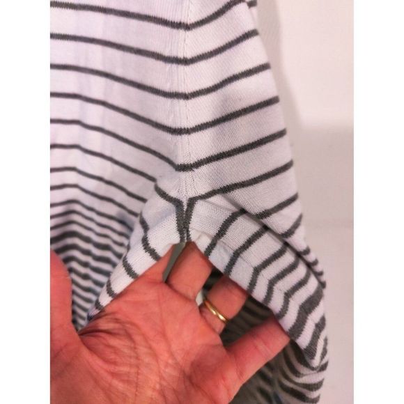 J.F J.Ferrar men’s Cardigan Sweater Gray White Stripe Long Sleeve Cotton M - Picture 4 of 8